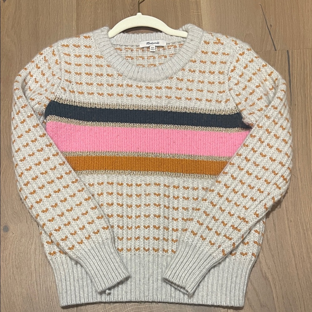 Madewell Gray and Orange Knit Sweater